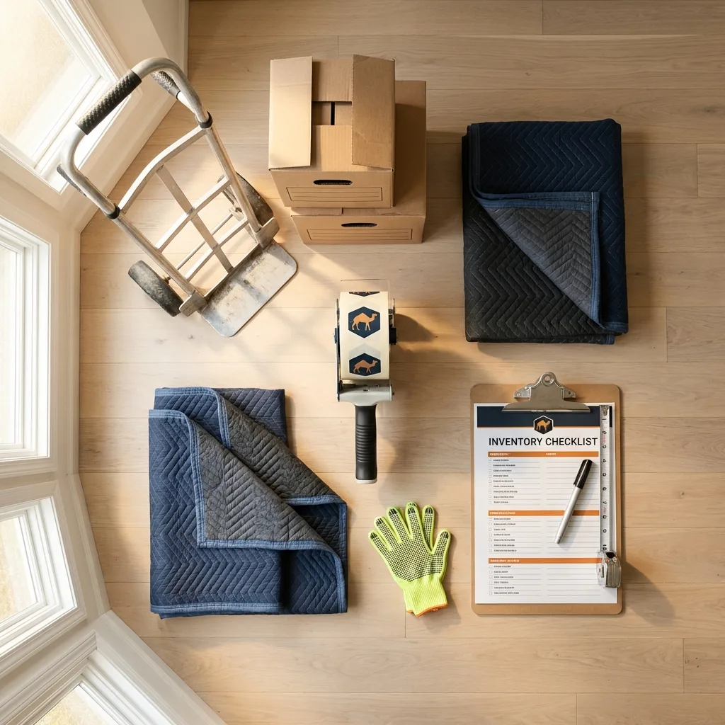 Professional moving supplies and packing materials layout for Northville residential relocations